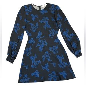 A.L.C Black and Blue Long Sleeve Mini Dress